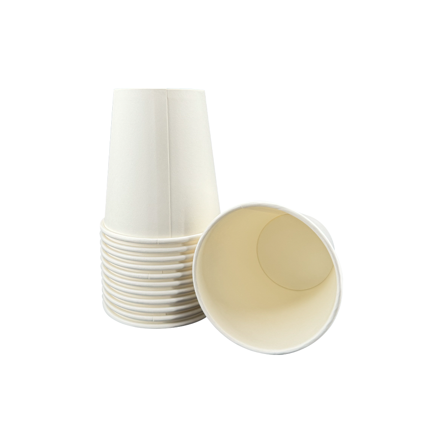 10oz White Disposable Paper Beverage Cups na May Rolled Rims